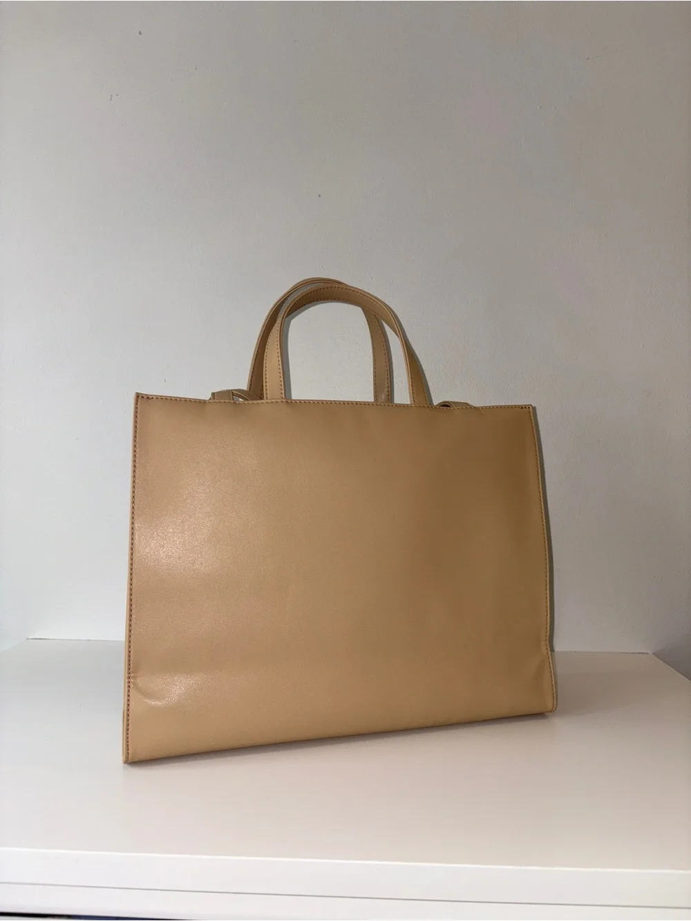 Telfar Medium Cream Beige Shopping Bag Tote Leather Shoulder Neutral